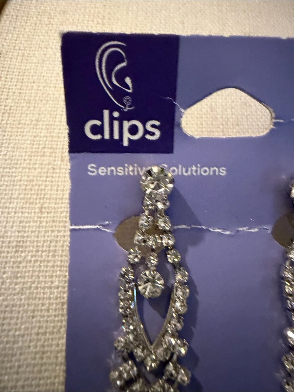 Claire’s Silver Crystal Drop Clip-On Earrings